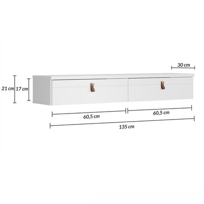 Rack para TV Até 50 Polegadas Suspenso Imperiale 2 Portas Branco - Pnr Móveis