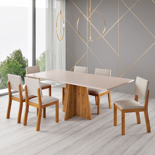 Mesa de Jantar 6 Lugares Chance Mel/Blonde - Viero Móveis