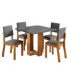 Mesa de Jantar 4 Lugares Grazia Mel/Cinza - Viero Móveis
