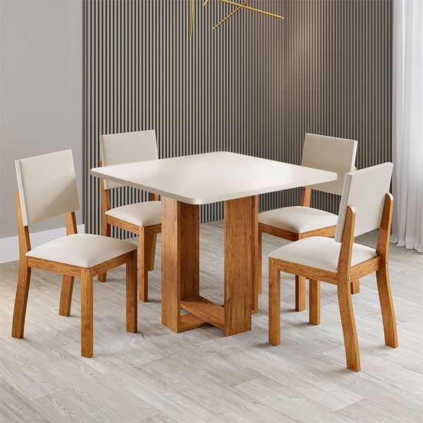 Mesa de Jantar 4 Lugares Grazia Mel/Blonde - Viero Móveis