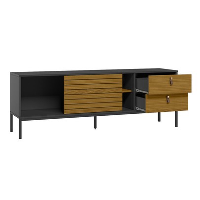 Rack para TV Até 60 Polegadas Industrial Acquamarina Preto/Cedro - Pnr Móveis