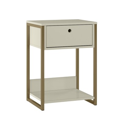 Mesa de Cabeceira Industrial em 15mm Rubino 1 Gaveta Off White - Pnr Móveis