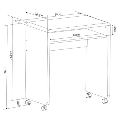 Mesa Escrivaninha em 15mm Alexandrita 1 Prateleira Preto - Pnr Móveis
