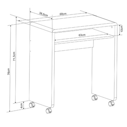 Mesa Escrivaninha em 15mm Alexandrita 1 Prateleira Branco - Pnr Móveis