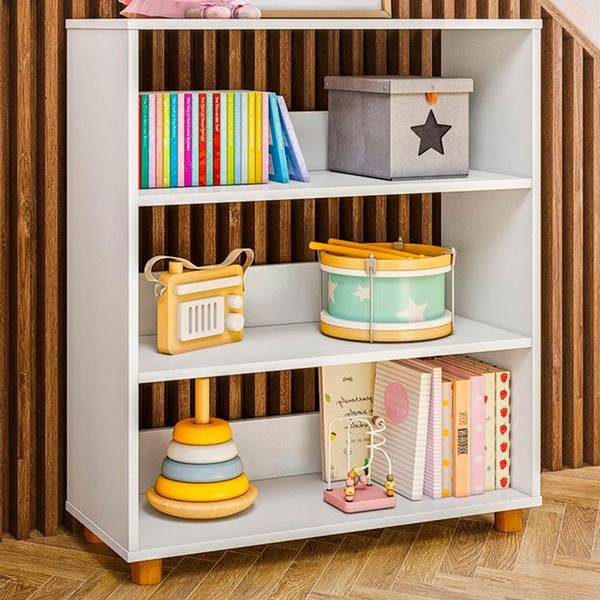 Cômoda Infantil Lina em 15mm 3 Prateleiras Branco - Pnr Móveis