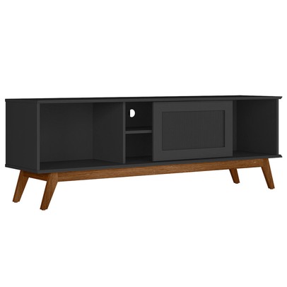 Rack para TV Até 60 Polegadas em 15mm Ametista 1 Porta Preto - Pnr Móveis