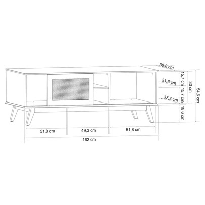 Rack para TV Até 60 Polegadas em 15mm Ametista 1 Porta Off White - Pnr Móveis