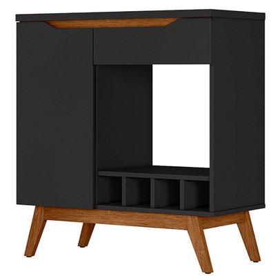 Aparador Smeraldo com Adega em 15mm 1 Porta 1 Gaveta Preto - Pnr Móveis