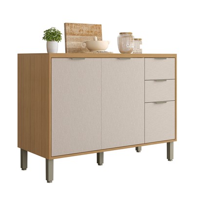 Balcão de Cozinha 120 Cm Colors 3 Portas 2 Gavetas Freijó/Nazca - Kits Paraná