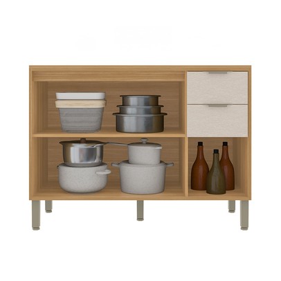 Balcão de Cozinha 120 Cm Colors 3 Portas 2 Gavetas Freijó/Nazca - Kits Paraná