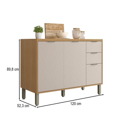 Balcão de Cozinha 120 Cm Colors 3 Portas 2 Gavetas Freijó/Nazca - Kits Paraná
