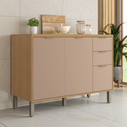 Balcão de Cozinha 120 Cm Colors 3 Portas 2 Gavetas Freijó/Pinole - Kits Paraná