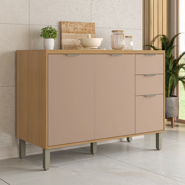 Balcão de Cozinha 120 Cm Colors 3 Portas 2 Gavetas Freijó/Pinole - Kits Paraná