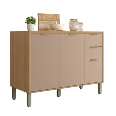 Balcão de Cozinha 120 Cm Colors 3 Portas 2 Gavetas Freijó/Pinole - Kits Paraná