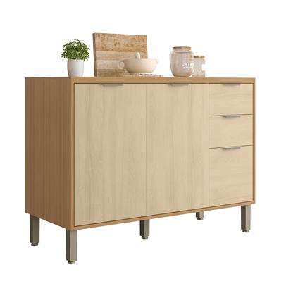 Balcão de Cozinha 120 Cm Colors 3 Portas 2 Gavetas Freijó/Oásis - Kits Paraná