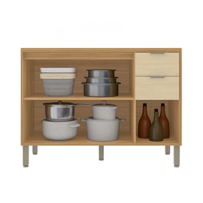 Balcão de Cozinha 120 Cm Colors 3 Portas 2 Gavetas Freijó/Oásis - Kits Paraná