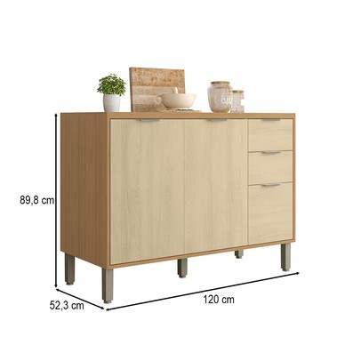 Balcão de Cozinha 120 Cm Colors 3 Portas 2 Gavetas Freijó/Oásis - Kits Paraná