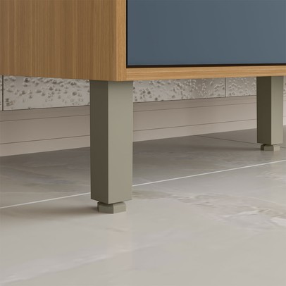 Balcão de Cozinha 120 Cm Colors 3 Portas 2 Gavetas Freijó/Azul Secreto - Kits Paraná