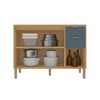 Balcão de Cozinha 120 Cm Colors 3 Portas 2 Gavetas Freijó/Azul Secreto - Kits Paraná