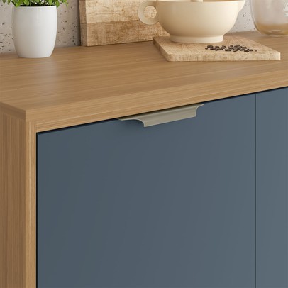 Balcão de Cozinha 120 Cm Colors 3 Portas 2 Gavetas Freijó/Azul Secreto - Kits Paraná