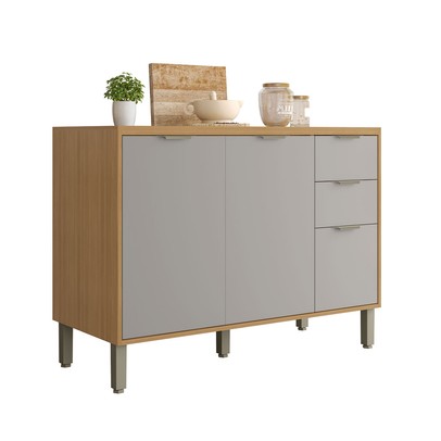 Balcão de Cozinha 120 Cm Colors 3 Portas 2 Gavetas  Freijó/Cinza Chalck - Kits Paraná