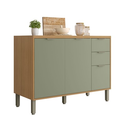 Balcão de Cozinha 120 Cm Colors 3 Portas 2 Gavetas Freijó/Alecrim - Kits Paraná