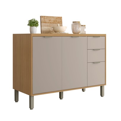 Balcão de Cozinha 120 Cm Colors 3 Portas 2 Gavetas Freijó/Cinza Níquel - Kits Paraná