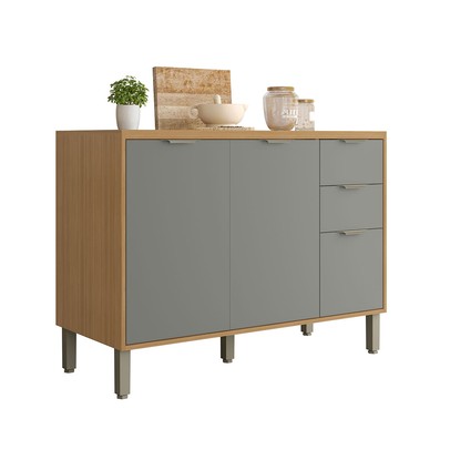 Balcão de Cozinha 120 Cm Colors 3 Portas 2 Gavetas Freijó/Moss - Kits Paraná