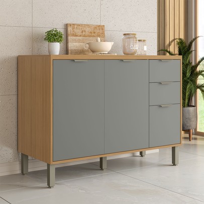 Balcão de Cozinha 120 Cm Colors 3 Portas 2 Gavetas Freijó/Moss - Kits Paraná