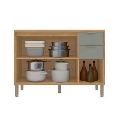 Balcão de Cozinha 120 Cm Colors 3 Portas 2 Gavetas Freijó/Moss - Kits Paraná