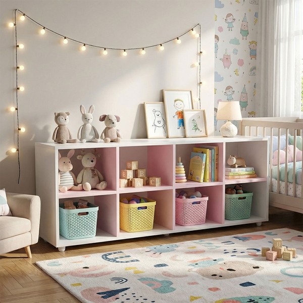 Nicho Organizador Horizontal Branco/Rosa - Movelbras