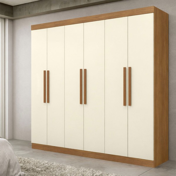 Guarda-Roupa Casal Olimpo 6 Portas 2 Gavetas 100% Mdf Cinamomo/Off White - Maxel