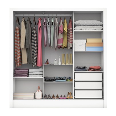 Guarda-Roupa Casal Ducale 3 Portas 3 Gavetas com Espelho Branco - Pnr Móveis