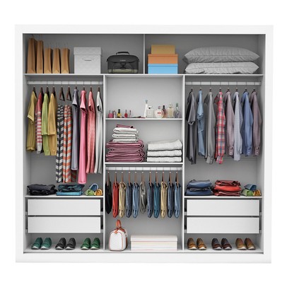 Guarda-Roupa Casal Clarice 3 Portas 4 Gavetas Branco - Pnr Móveis