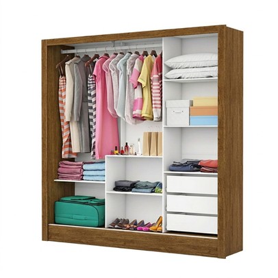 Guarda-Roupa Vero 3 Portas 3 Gavetas com Espelho Cinamomo/Branco - Pnr Móveis