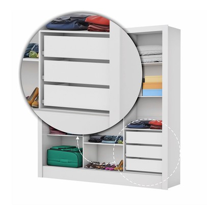 Guarda-Roupa Vero 3 Portas 3 Gavetas com Espelho Branco/Cinamomo - Pnr Móveis