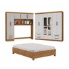 Guarda-Roupa Casal Modulado com Cama Amazzonite 11 Portas 6 Gavetas com Espelho Cinamomo/Off White - Pnr Móveis