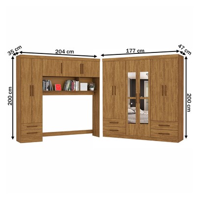 Guarda-Roupa Casal Modulado Eleganza 11 Portas 6 Gavetas com Espelho Cinamomo - Pnr Móveis