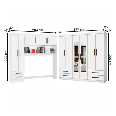 Guarda-Roupa Casal Modulado Eleganza 11 Portas 6 Gavetas com Espelho Branco - Pnr Móveis