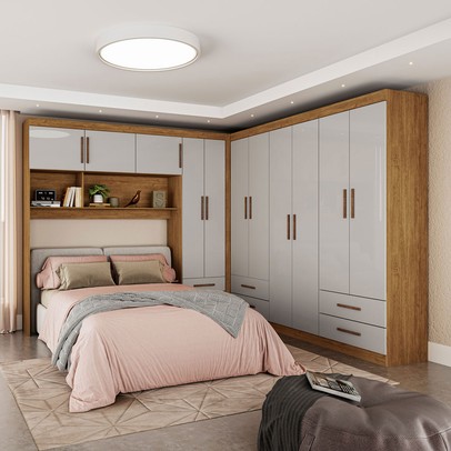 Guarda-Roupa Casal Modulado Eleganza 11 Portas 6 Gavetas Cinamomo/Off White - Pnr Móveis
