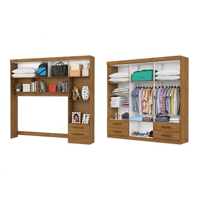 Guarda-Roupa Casal Modulado Eleganza 11 Portas 6 Gavetas Cinamomo - Pnr Móveis