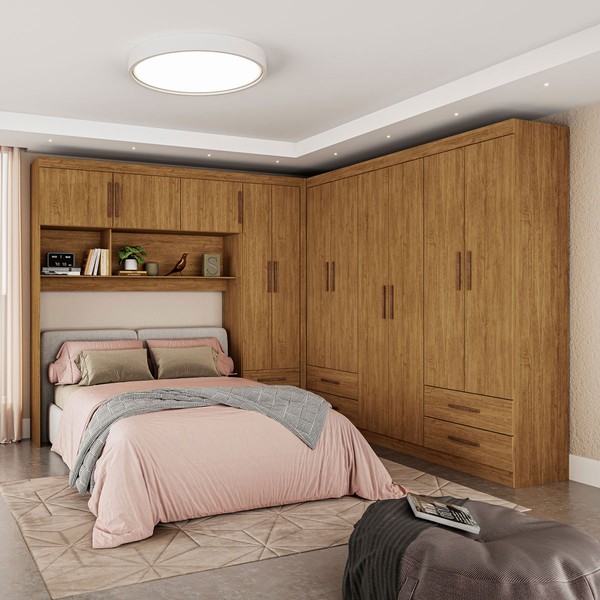 Guarda-Roupa Casal Modulado Eleganza 11 Portas 6 Gavetas Cinamomo - Pnr Móveis