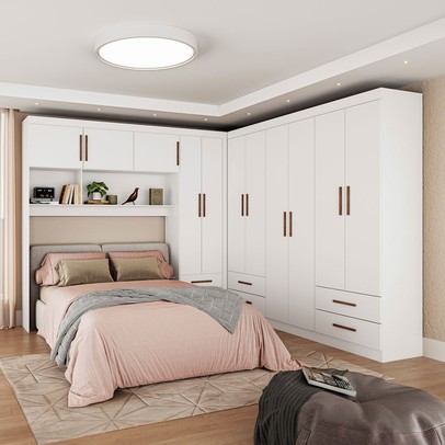 Guarda-Roupa Casal Modulado Eleganza 11 Portas 6 Gavetas Branco - Pnr Móveis