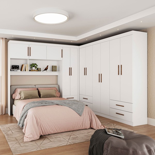 Guarda-Roupa Casal Modulado Eleganza 11 Portas 6 Gavetas Branco - Pnr Móveis