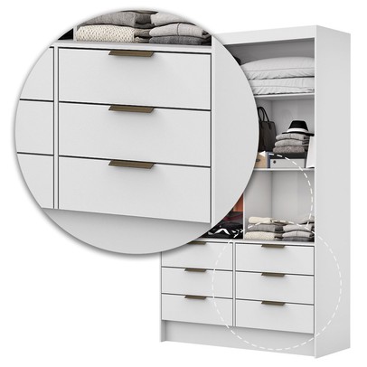 Guarda-Roupa Solteiro Napolli 2 Portas 6 Gavetas Branco - Pnr Móveis