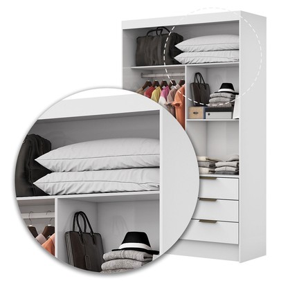 Guarda-Roupa Solteiro Napolli 2 Portas 6 Gavetas Branco - Pnr Móveis