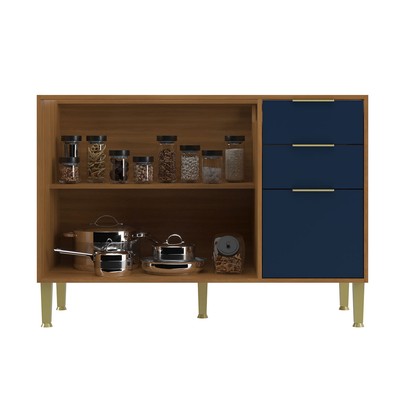 Balcão de Cozinha para Pia 120 Cm Domus 2 Portas 3 Gavetas Nogal/Royal - Hecol Móveis