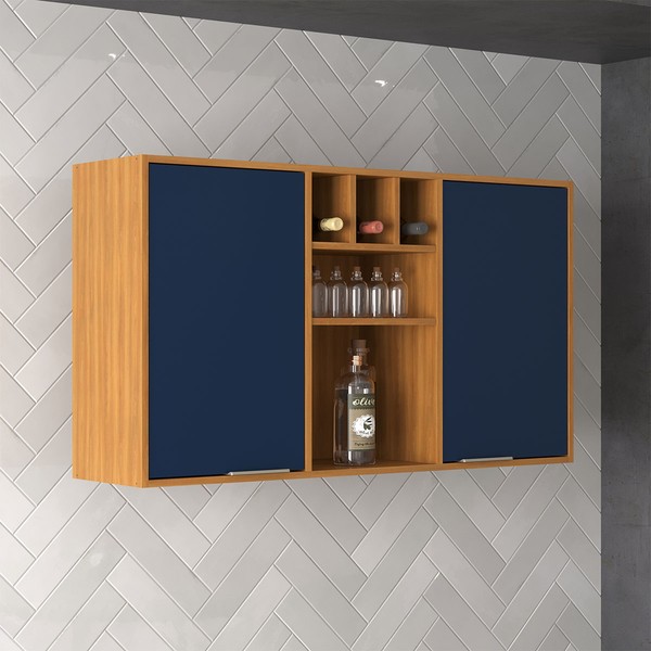 Armário Aéreo Cozinha 120 Cm Domus 2 Portas Nogal/Royal - Hecol Móveis