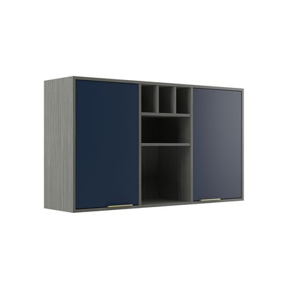 Armário Aéreo Cozinha 120 Cm Domus 2 Portas Silver/Royal - Hecol Móveis