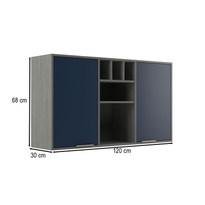 Armário Aéreo Cozinha 120 Cm Domus 2 Portas Silver/Royal - Hecol Móveis